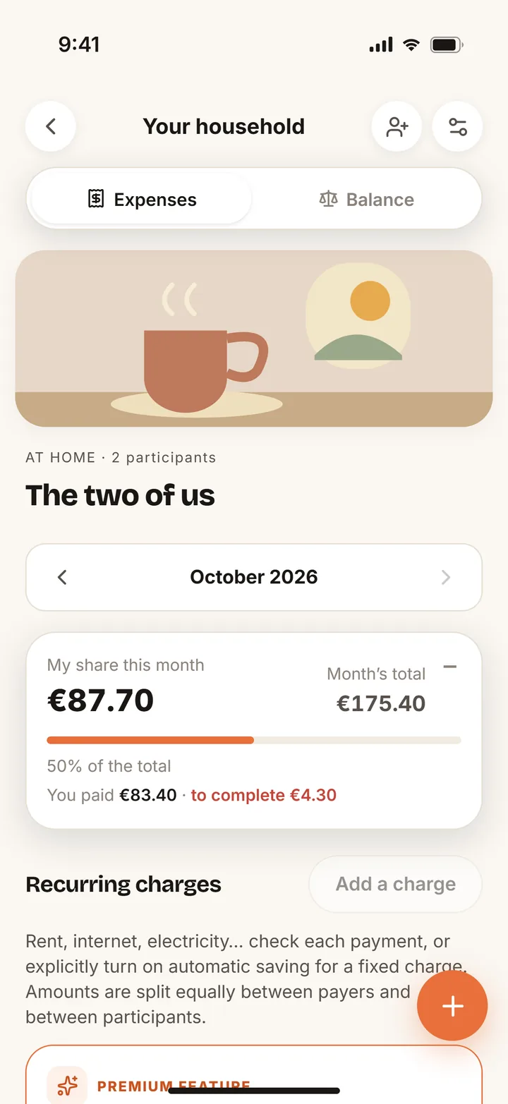 “The two of us”: the couple’s expenses, month by month.